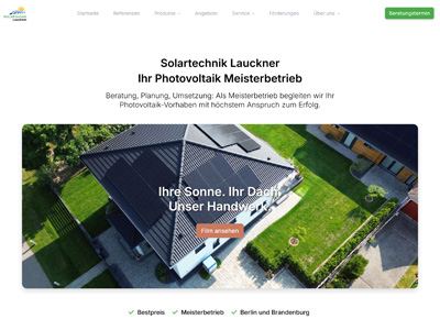 Screenshot Webseite Solartechnik Lauckner